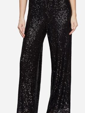 Flattering Black Sequin Wide-Leg Pants!